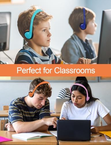Vibrant 16 Pack Wired Headphones for Classrooms – Comfortable On-Ear Earphones in 8 Colorful Styles, Individually Packaged for Hygiene, Perfect for Student Engagement and Group Learning Activities