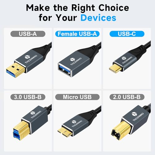 Retractable Coiled USB B to USB C Cable for High-Speed Data Transfer – 5 Gbps Compatibility with Mac, PC, Laptops, MIDI Keyboards, and DJ Controllers – Adjustable Length from 0.75 FT to 3.3 FT for Effortless Connectivity and Organization