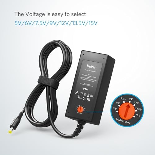 Universal 45 W Multi-Voltage AC/DC Power Adapter for Household Electronics – Versatile and Reliable Charging Solution for LED Strip Lights, Routers, and Smart Devices – Supports 0.5 A to 3 A with Enhanced Compatibility and Fast Charging Features for Optimal Performance