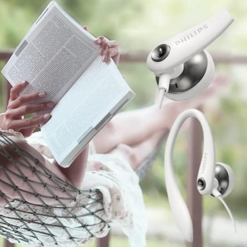 Philips SHS3200 WT/37 White Flexible Earhook Headphones – Superior Sound Quality & Ergonomic Design for Active Lifestyles, Perfect for Workouts or Daily Commutes, Lightweight & Durable Wired Earbuds with Deep Bass and Enhanced Device Compatibility