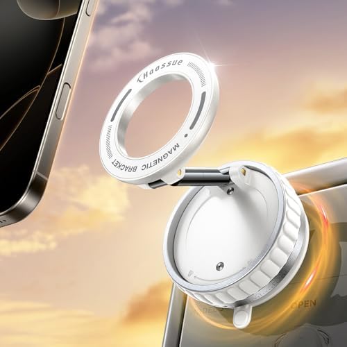 2025 Upgraded Vacuum Suction Cup Phone Mount for Magsafe [109+LBS Strongest Suction], 360° Adjustable Foldable Vacuum Magnetic Phone Holder for Car [24 N55 Stronger Magnets], for iPhone 16/15/14/13/12 – Enhanced Compatibility and Speed