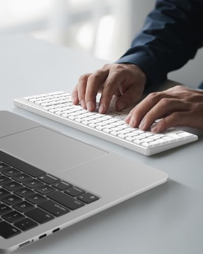 Sleek White Aluminum Backlit Keyboard for Apple Mac – USB-A & USB-C Wired with Numeric Keypad, Effortless Plug-N-Play Setup for i Mac, Mac mini & Mac Book Users – Enhance Productivity & Style with Premium Build and Low-Light Typing Comfort