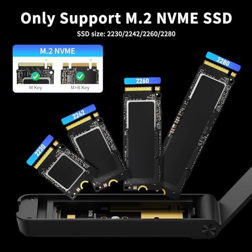 FIDECO M.2 NVMe SSD Enclosure – USB 3.2 Gen 2 PCIe Adapter with Tool-Free Installation, Optimal Thermal Management, and UASP/Trim Support for Lightning-Fast Data Transfers and Broad M.2 Compatibility – Ideal for Gamers and Content Creators