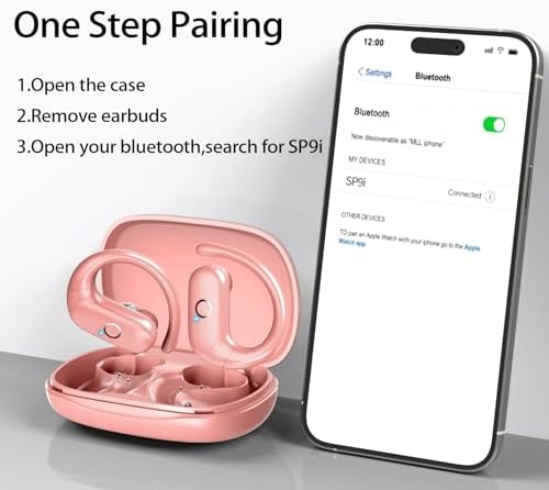 Revolutionary Bluetooth 5.3 Wireless Earbuds – Ultra-Lightweight Noise-Cancelling Headphones with Deep Bass for Sports Enthusiasts – Waterproof Design with Secure Ear Hooks for Running, Biking, and Climbing – Unmatched 60 Hours Playtime in Sleek Black Finish