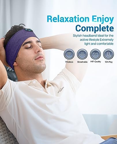 Transform Your Sleep and Workouts with Voerou Bluetooth Sleep Headband Headphones – Comfort-Driven Design, Superior HD Sound, Perfect for Insomnia Relief, Yoga, and Travel, Adjustable Fit with Long-Lasting Battery Life for Seamless Audio Enjoyment