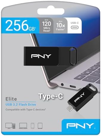 256 GB Elite Type-C USB 3.2 Flash Drive – Ultra-Fast Data Transfer up to 120 MB/s, 10 x Faster Write Speeds than USB 2.0, Durable & Portable Design for Everyday Use, Enhanced Compatibility with Modern Devices