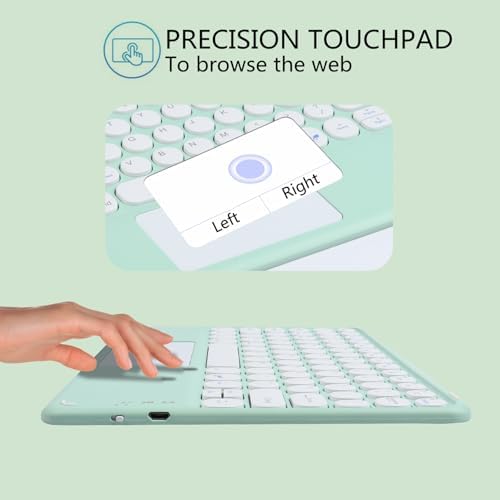 Ultra-Slim Pink Bluetooth Keyboard with Touchpad – Multi-Device Compatible Rechargeable Wireless Keyboard for i Pad, i Phone, Android, PC & Mac – Effortless Typing & Intuitive Navigation for On-the-Go Professionals and Students