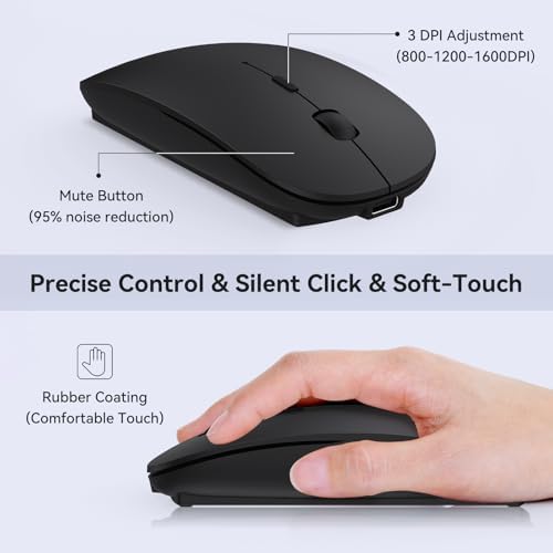 Elevate Your Tech Experience with Our Rechargeable USB-C Wireless Mouse – Ergonomic Dual-Mode Connectivity Perfect for Mac Book Air, PCs, and All Type-C Devices – Sleek Black Design for Enhanced Speed and Comfort