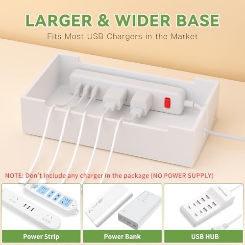 Pezin & Hulin Eco-Friendly Bamboo Cable Management Box – Sleek Desktop Organizer with 6 Cables for Tidy Charging Station, Stylish Wire Organizer for Electronic Devices, Enhances Workspace Efficiency and Aesthetics