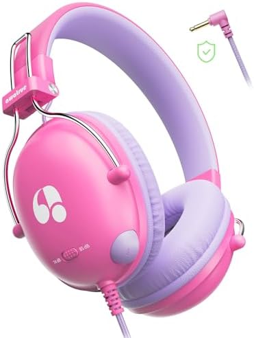 Safeguard Your Child’s Hearing with Durable Wired Headphones Featuring Volume Limiting Technology – Comfortable On-Ear Fit for Extended Use in School, Travel, and Entertainment – Enhanced Stereo Sound with 3.5 mm Compatibility – Available in Eye-Catching Blue and Red for Boys and Girls