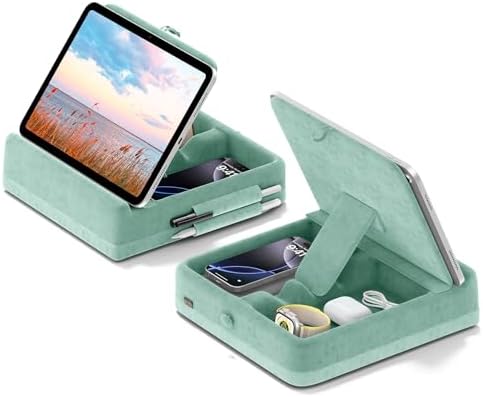 KDD Multifunctional Tablet Pillow Stand – Adjustable Foldable i Pad Holder for Bed, Lap, and Desk with Soft Pad Dock and Stylus Storage – Compatible with i Pad Pro (12.9, 10.5, 11), Air, Mini, Phones, and Books – Ultimate Comfort and Versatility for Hands-Free Use