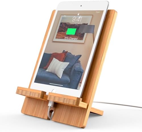 Pezin & Hulin Eco-Friendly Bamboo Adjustable Tablet Stand – Premium Multi-Angle Holder for i Pads, Smartphones, and E-Readers (Fits Devices 4.7″ to 13″) – Transform Your Workspace with Stylish Comfort and Enhanced Viewing Experience