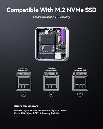 Ultra-Fast DOCKCASE 2230 M.2 NVMe SSD Enclosure with Power Loss Protection – Premium USB 3.2 Gen 2 Type-C Adapter for Enhanced Data Security and Speed, Compatible with NVMe PCIe SSDs, M-Key/B+M Key Support, Sleek Grey Design for Tech Enthusiasts and Gamers