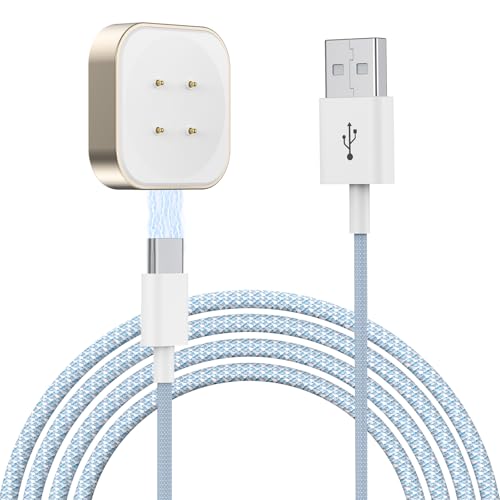 LVFAN Premium Charging Cable for Google Pixel Watch 3 & Fitbit Versa 4/Sense 2 – Ultra-Durable Nylon Braided Design for Rapid Charging and Travel-Ready Convenience – Essential Smartwatch Power Solution for Optimal Performance and Reliability