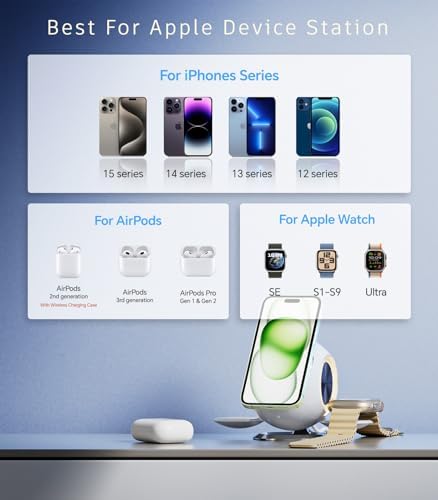 Venus 3-in-1 Mag-Safe Charging Station by PEXXUS – Fast 30 W Magnetic Wireless Charger for i Phone 12-16 Pro Max, Apple Watch & Air Pods – Sleek, Compact Design for Home or Travel – Enhanced Compatibility & Efficiency