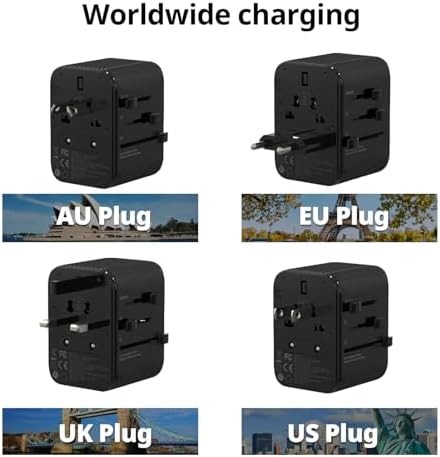 Global Travel Power Adapter: All-in-One USB Type-C Wall Charger for Fast Charging in Europe, USA, UK, AUS & Asia – Compact and Safe Multi-Device Charging Solution for Travelers – Reliable and Versatile Travel Accessory