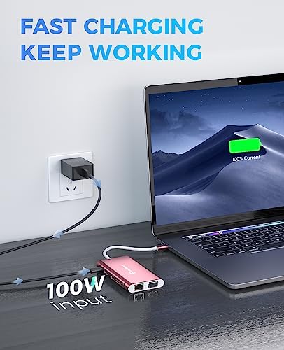 Supercharge Your Mac Book with Utech Smart 7-in-2 USB C Hub Adapter – Ultimate Multiport Solution Featuring Thunderbolt 3, 4 K HDMI, 100 W PD, and 3 USB 3.0 Ports for Seamless Connectivity and Fast Charging – Perfect for Professionals and Creatives on the Go