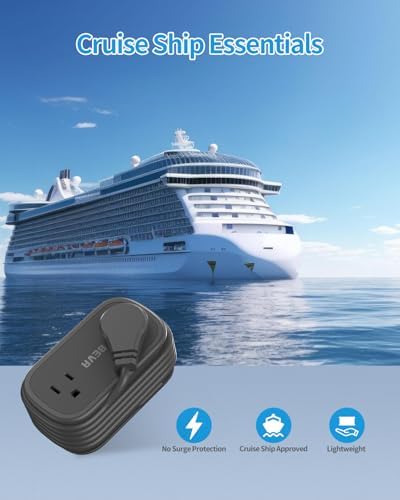 BEVA Portable Travel Power Strip with 5 ft Retractable USB C Cable – Compact Charger for Hotels and Cruises, Featuring 2 AC Outlets & 3 USB Ports for Enhanced Device Compatibility and Fast Charging