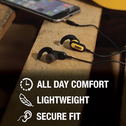 DEWALT Heavy-Duty USB-C Earbuds: Premium Waterproof Jobsite Headphones for i Phone 15/16 Pro Max & Samsung S23 Ultra – Superior Sound Quality with Built-in Mic and Volume Control for Professionals – Durable, Ergonomic Design for All-Day Comfort and Seamless Connectivity