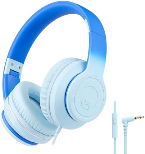 Rockpapa L22 Purple Over-Ear Headphones for Kids & Women – Lightweight, Foldable, and Durable Wired Design with Built-In Microphone for Clear Hands-Free Communication, Perfect for School, Travel, and Daily Use – High-Quality Stereo Sound and Tangle-Free Cord for Seamless Audio Enjoyment