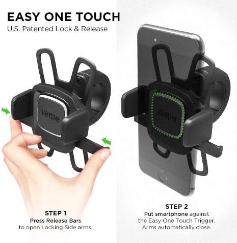i Ottie Easy One Touch 4 Universal Bike Phone Mount Holder – Secure Smartphone Cradle for Bicycles & Motorcycles | Compatible with i Phone Xs Max, 8 Plus, Samsung Galaxy S9, S8 & More | Effortless One-Touch Release, Adjustable Viewing Angles, Durable Weather-Resistant Design for All Your Cycling Adventures
