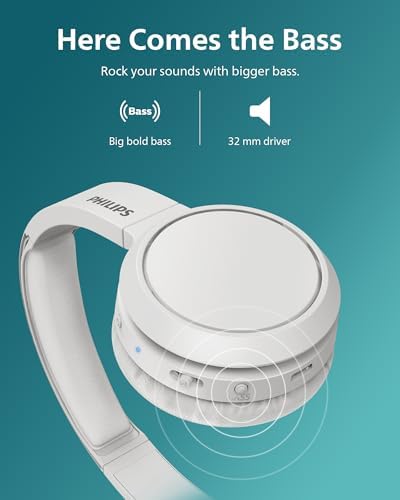 PHILIPS H4205 On-Ear Wireless Bluetooth Headphones – Unleash Your Music with Enhanced BASS Boost, 32 mm Drivers, and 29-Hour Battery Life – Lightweight Comfort and Fast Charging for All-Day Listening in Stylish Blue – Perfect for Commuting, Workouts, and Home Relaxation