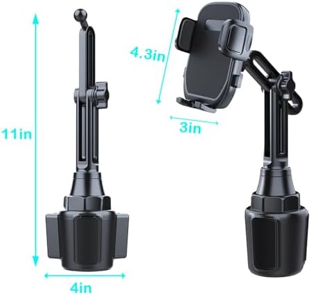 Universal Car Cup Phone Mount with Adjustable Arm – Secure Smartphone Holder for i Phone 16/15/14/13/12 Pro Max, Samsung, Google & 4.0-7.0” Devices – Enhanced Stability & 360-Degree Rotation for Optimal Viewing Angles