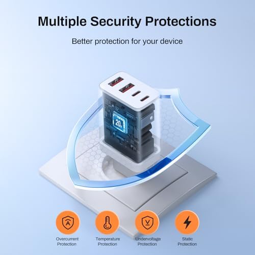 European Power Adapter & Fast Charge USB Hub – 2-Pack with 40 W PD 3.0 for i Phone 16/15/14 Series & Samsung Galaxy S24-S20 – Compact 4-Port Travel Charger for Effortless Multi-Device Charging – Perfect for Families & Global Adventurers Seeking Reliable Power Solutions in Europe