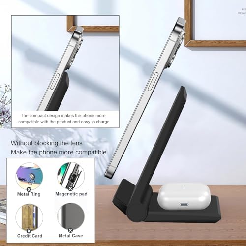 25 W Dual Wireless Charging Station – Foldable Fast Charger for i Phone 16/Pro/15/14/13/12/11/Plus/SE/X & Samsung/LG Devices – Portable Induction Pad with Air Pods Compatibility – Intelligent Overcharge Protection for Home & Office Use