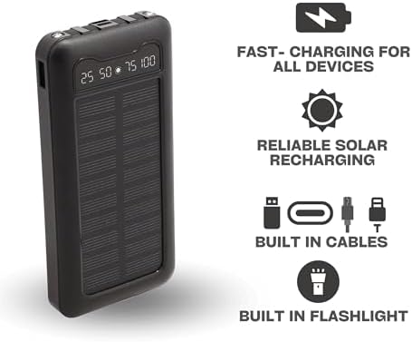 Eco-Friendly Solar Power Bank with Built-in Cables – Ultimate Portable Charger for Outdoor Adventures and Rapid Device Charging