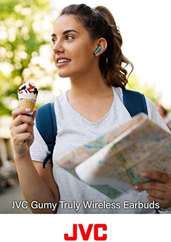JVC Gumy True Wireless Earbuds – Bluetooth 5.0, IPX4 Water-Resistant with 15-Hour Battery Life – Comfortable Fit for Active Lifestyles, Sleek Design for Everyday Use – Premium Sound Quality and Touch Control Features for Seamless Listening Experience
