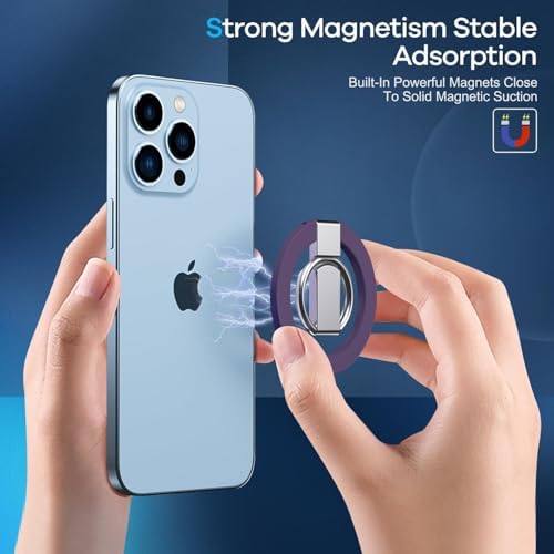 Innovative Purple Foldable Magnetic Finger Loop Kickstand – Ultra-Durable Non-Slip Ring Holder for Smartphones with 360-Degree Rotation, Ergonomic Comfort, and Universal Compatibility for i Phones and More
