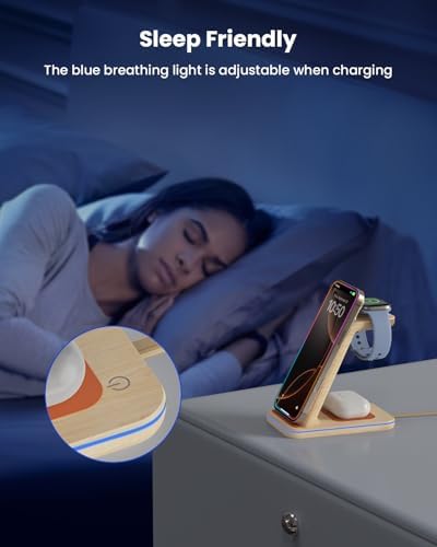 CIYOYO 3-in-1 Fast Wireless Charging Dock – Streamlined Power Hub for i Phone 16/15/14/13/12/SE, Apple Watch Series 9/8/7/6/SE/5/4, and Air Pods Pro/3/2 – Maximize Charging Efficiency with Innovative Safety Features and Sleek Aesthetic Design for Modern Living