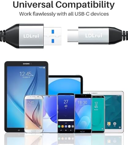 10 FT Braided USB-C Cable for High-Speed Data Transfer and Fast Charging – 10 Gbps USB 3.2 Gen 2 Type C Charger Cord Compatible with Oculus Quest 2, i Phone 16/15 Pro, Samsung Galaxy S23/S22/S21/S20, Moto G9, Pixel 8/7 – Durable and Versatile Connectivity Solution