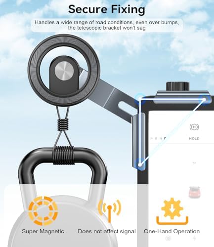 CloudValley Phone Mount for Tesla Model Y Juniper Model 3 Highland Model S/X 2025, Magnetic Metal Car Mount, Adjustable & Extendable, No Glue Required, Compatible with MagSafe iPhone 16/15/14/13/12 – Enhanced Compatibility and Speed