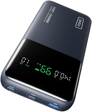 Experience Uninterrupted Power with INIU 140 W High-Capacity 27000 m Ah Portable Charger – Fast Charging USB-C Power Bank for Laptops, Tablets, and Phones with Digital Display – Perfect Travel Companion for i Phone 16, i Pad, Mac Book, and More