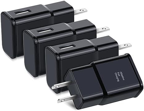 Qihop Adaptive Fast Charging USB Wall Charger 4-Pack – Ultra-Compact Travel Adapter for Samsung Galaxy & i Phone – High-Speed Power Delivery with Enhanced Safety Features for On-the-Go Charging Efficiency