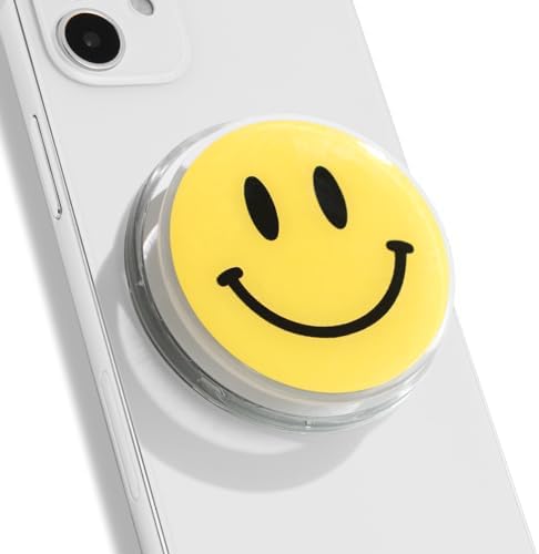Magsafe Compatible Mobile Phone Grip Stand Holder Cute Smile Face Shape Expandible Collapsible for Kindle Smartphone Tablet Cell Phone Accessory (Baby Pink) – Enhanced Compatibility and Speed