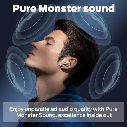 Monster N-Lite 203 Air Links Wireless Earbuds – Cutting-Edge Bluetooth 5.3, Immersive Hi-Fi Sound Quality, 30-Hour Playtime, IPX6 Waterproof Design, Touch Control, and Rapid Type-C Charging for Unmatched Audio Performance and Comfort