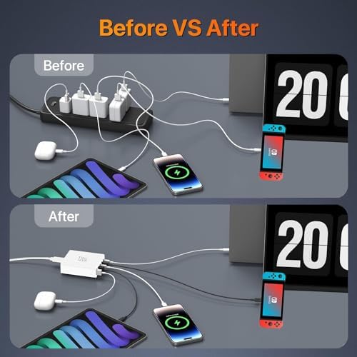 Power Up Your Productivity with the Ultimate 210 W USB-C Fast Charging Hub: Versatile 8-Port Ga N Charging Station with PD 65 W Adapter for Seamless Compatibility Across Mac Book, Dell Laptops, i Phone 16/15, and Galaxy S22/S23 – Your Essential Power Solution for Home and Office Efficiency