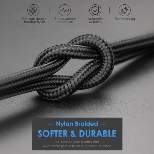 Fast Charging Nylon Braided i Phone Charger Cable – 3-Pack, 3 FT MFi Certified Lightning Cords for i Phone 14/13/12/11 Pro Max/XR/XS/X/8/7/Plus/6 S, i Pad, i Pod, and Air Pods – Enhanced Durability and Compatibility for Optimal Performance
