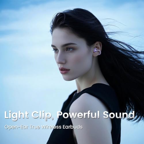 Premium Open Ear Bluetooth 5.4 Clip-On Headphones for Small Ears – Lightweight, Comfortable Sports Earbuds with 50-Hour Playtime, Waterproof & Dustproof Design, Perfect for Glasses Wearers, Seamless Android/i OS Compatibility for Active Lifestyles, Off White