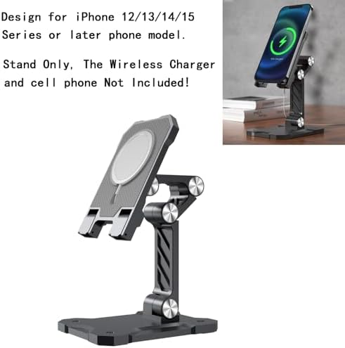 Adjustable Foldable Stand for MagSafe Charger, Desktop Holder Compatible with for iPhone 16 15 14 13 12 Series Cell Phone Wireless Charging Base Pad Mount Accessories – Enhanced Compatibility and Speed