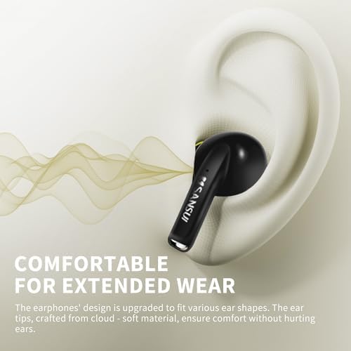 SANSUI Bluetooth 6.0 Earbuds with Active Noise Cancelling – IPX4 Waterproof Stereo Headphones Offering 20-Hour Playtime & Deep Bass for Ultimate Listening Freedom in Khaki White
