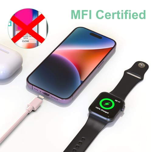 Ultimate 6-in-1 Travel USB C Charging Cable for Apple Devices – Fast Charge i Watch, i Phone, and i Pad with Versatile 3 M Type C & USB A Adapter Combo for Series 8, 7, 6, 5, 4, 3, 2, SE – Lightweight, Durable, and Perfect for On-the-Go Charging