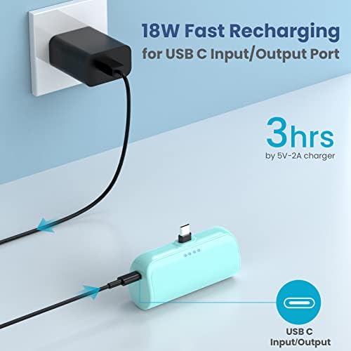 Ultra-Compact 5200 m Ah USB C Power Bank – Fast Charging Mini Portable Charger for i Phone 16/16 Plus/15/15 Plus/15 Pro Max, Galaxy S25/S24, i Pad, and Android Devices – Essential Power Solution for On-the-Go Charging