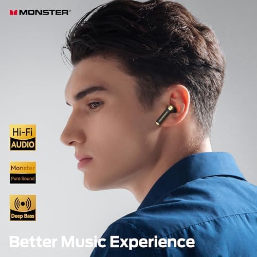 Monster N-Lite 211 Bluetooth 6.0 Waterproof Wireless Earbuds – Cutting-Edge Noise-Cancelling Headphones with LED Battery Indicator and Ergonomic Sports Fit for Unmatched Sound Clarity and Connectivity