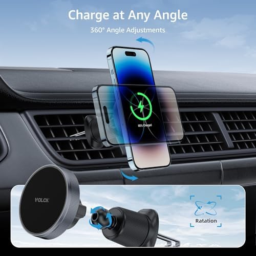 Revolutionary Magnetic Wireless Car Charger for i Phone – 15 W Fast Charging with Mag Safe Compatibility, Versatile Air Vent & Dashboard Mounting, Includes USBC Cable & Adapter – Ultimate Convenience & Secure Magnetic Attachment for All i Phones 16/15/14/13