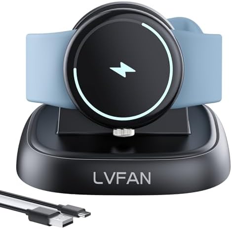 LVFAN Enhanced Fast Charger Dock for Google Pixel Watch 3 & 2, Fitbit Sense 2, Versa 4 & 3 – Sleek Charging Stand with Durable Cable for Rapid Power-Up and Smart Display Convenience, Perfect for Home and Travel Use