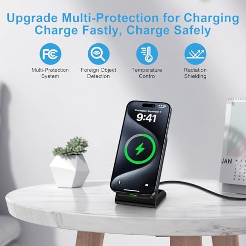 Google Pixel 9 Fast Charging Wireless Charger Stand – 15 W Ergonomic Power Station for Pixel 9, 9 Pro, 8, 7 Series, Compatible with Samsung Galaxy S25-S20 Ultra FE & i Phone 16-15 – Sleek Design with Safety Features for Effortless Device Charging
